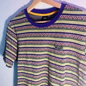 Huf Men's Allen Knit Geometric Round Neck Tee Top Shirt Size Small